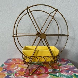Vintage Carousel Planter - Metal and Pottery